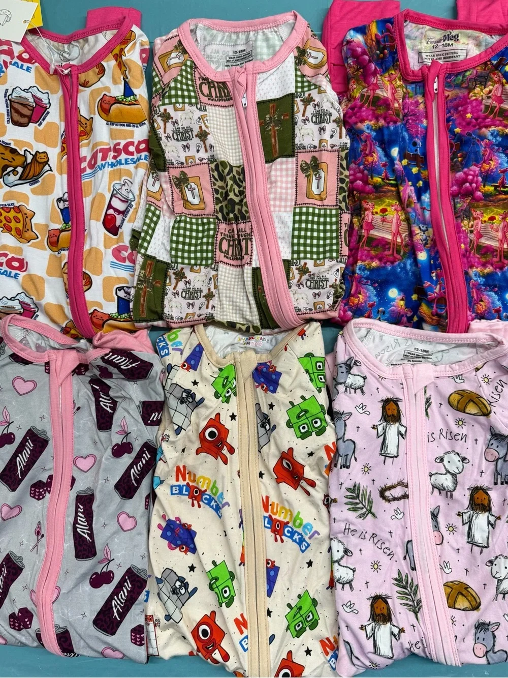 Assorted Kids One-Piece Zippies in Multicolor Prints